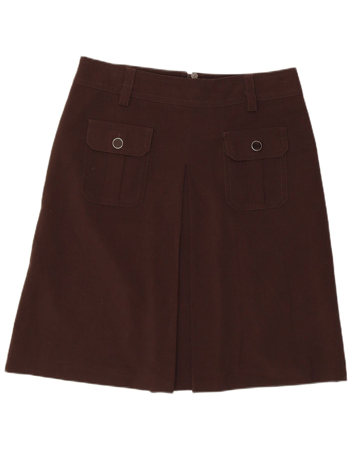 Saia feminina Marks & Spencer UK 14 grande W34 poliéster marrom