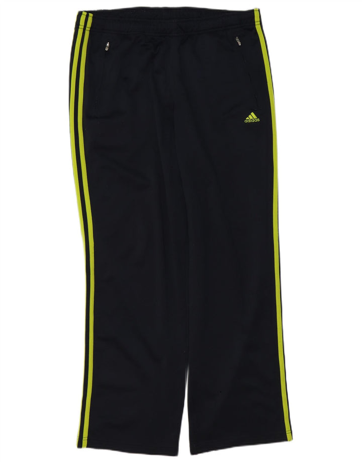 Calças de treino masculinas Adidas UK 40/42 poliéster preto médio
