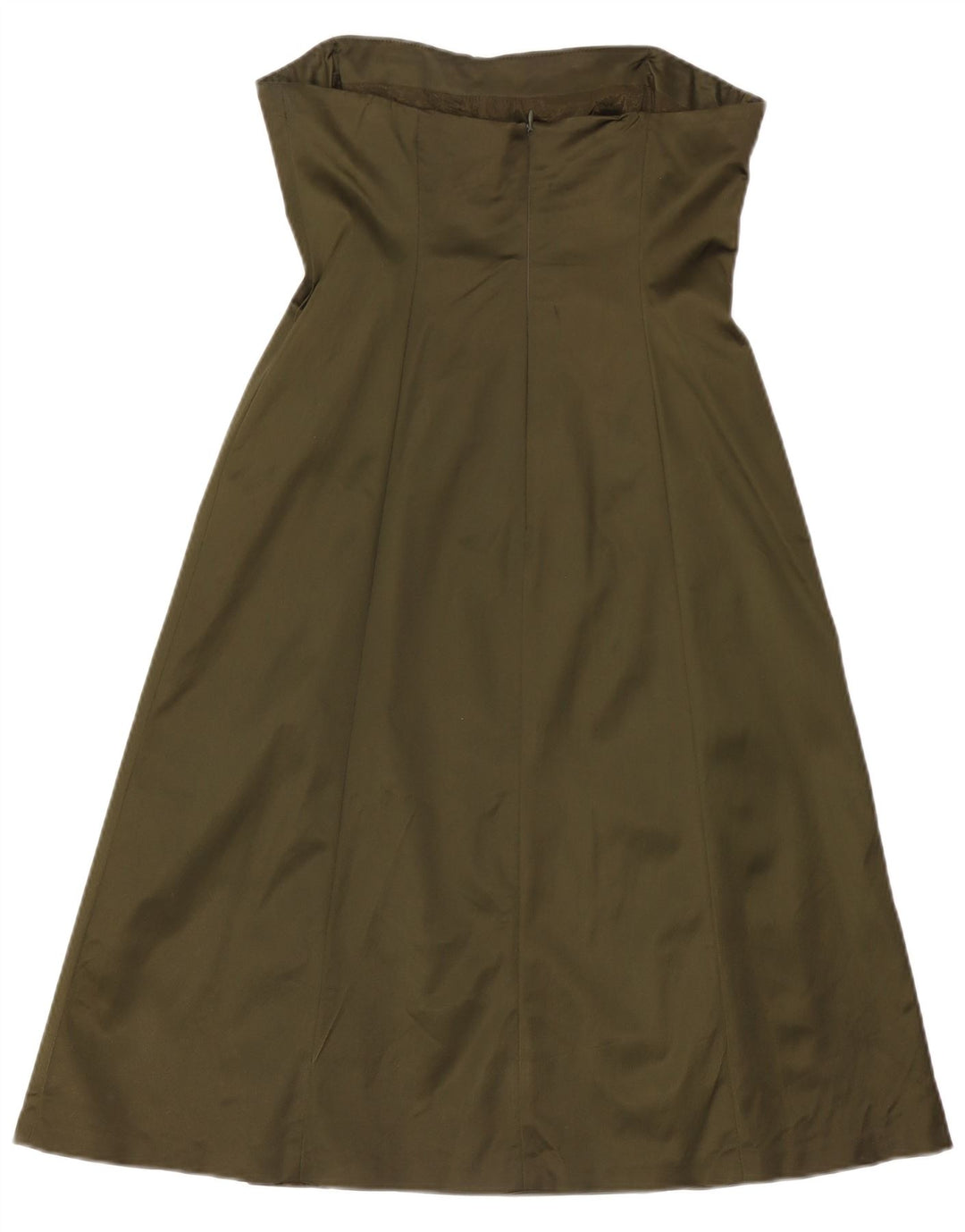 Vestido feminino sem alças Coast UK 12 acetato cáqui médio