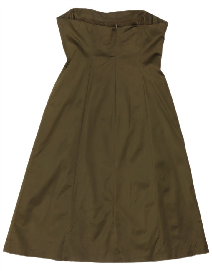 Vestido feminino sem alças Coast UK 12 acetato cáqui médio