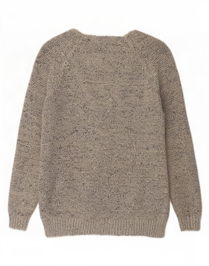 Suéter cardigã feminino Marks & Spencer Reino Unido 14 algodão manchado azul médio