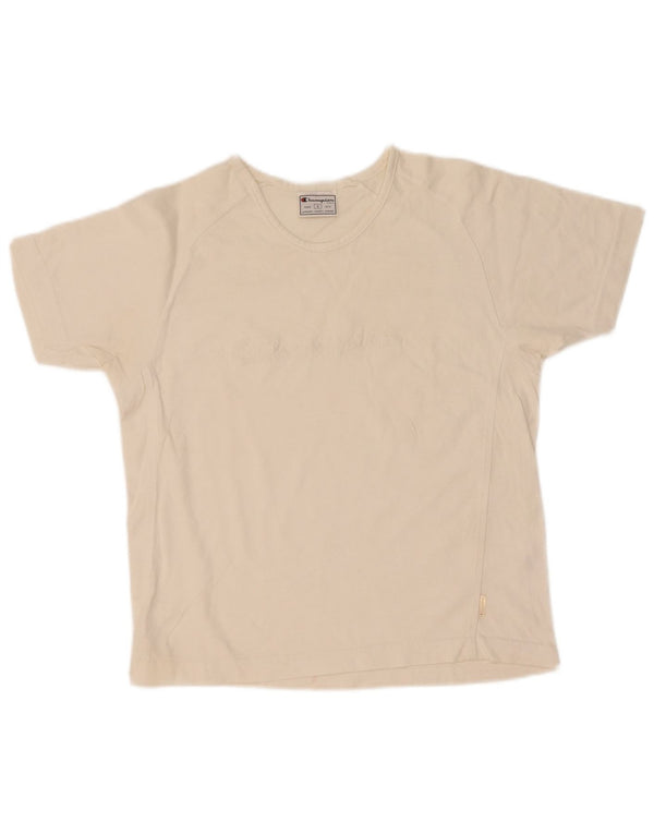 Camiseta feminina estampada Champion UK 10 algodão branco pequeno