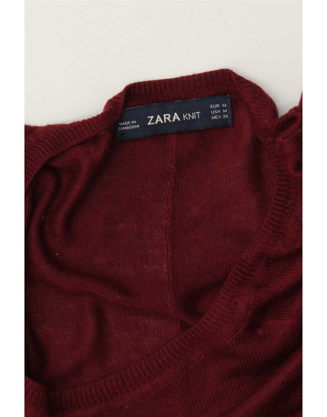 Zara Suéter feminino oversized com gola canoa Reino Unido 14 Médio Borgonha