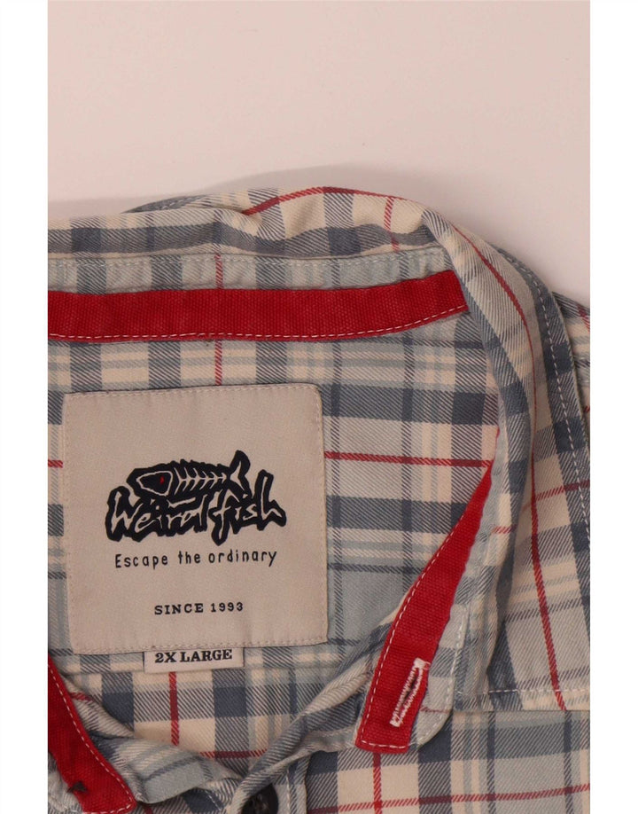 Camisa masculina de flanela Weird Fish 2XL algodão xadrez azul