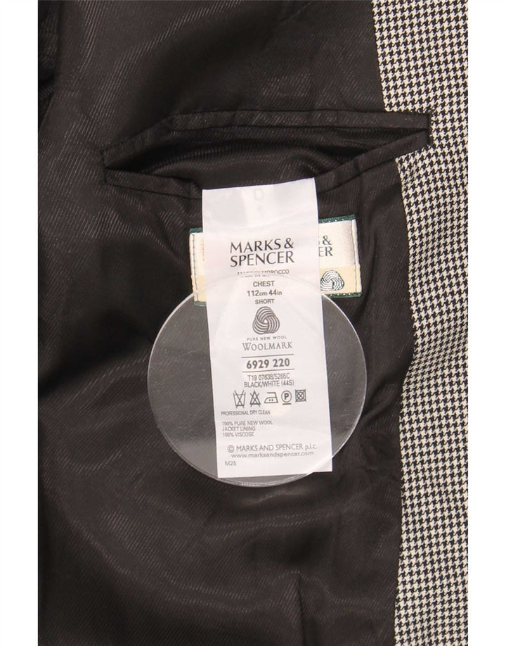 Jaqueta blazer masculina de 2 botões Marks & Spencer UK 44 XL preta Houndstooth