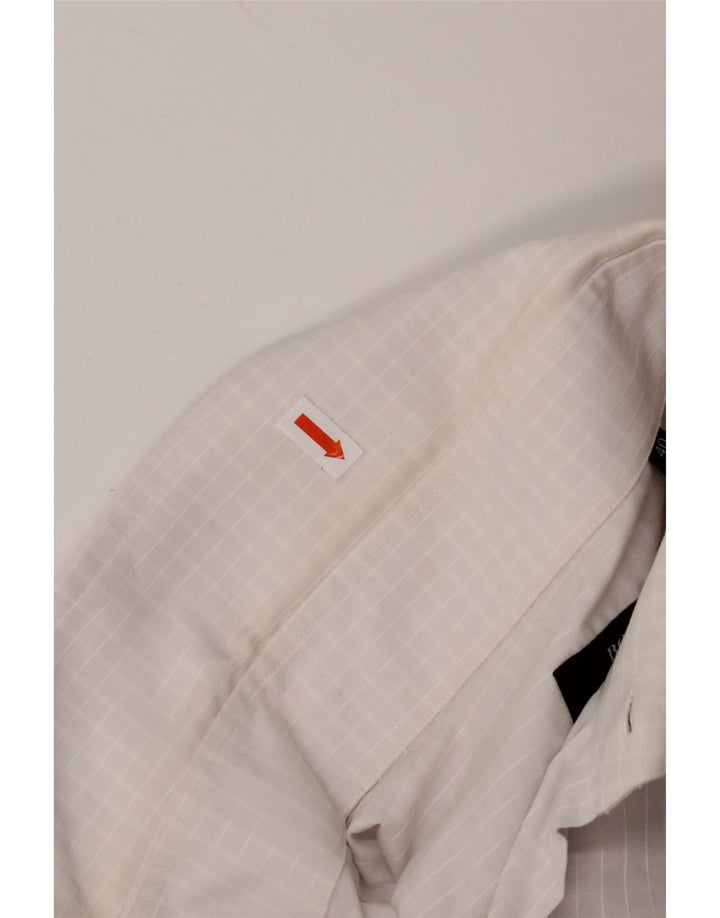 Camisa masculina de ajuste regular HUGO BOSS tamanho 40 15 3/4 médio branco guingão