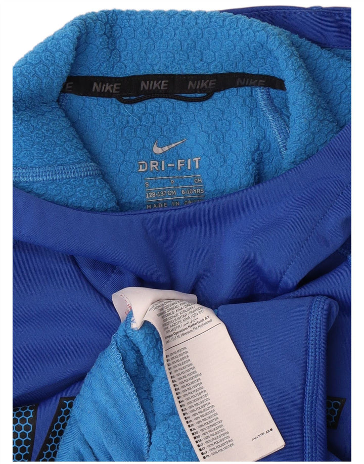 NIKE Meninos Dri Fit Graphic Hoodie Jumper 8-9 Anos Pequeno Azul Poliéster