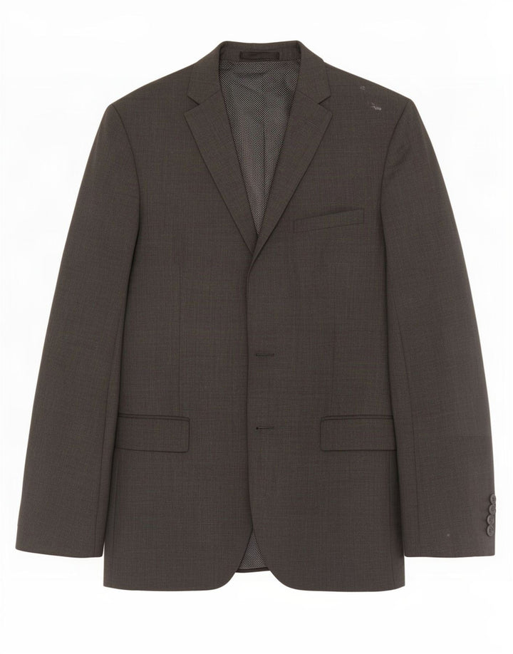 Jaqueta blazer masculina de 2 botões Marks & Spencer Reino Unido 40 lã cinza médio