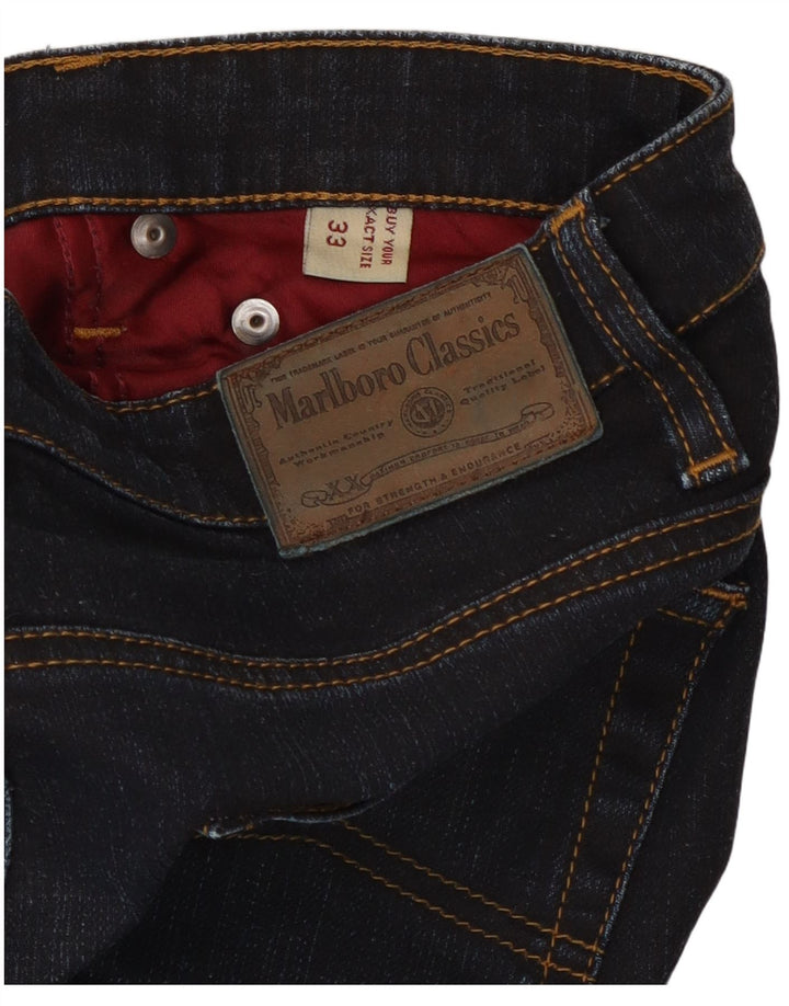 Jeans retos femininos Marlboro Classics W33 L32 azul marinho algodão
