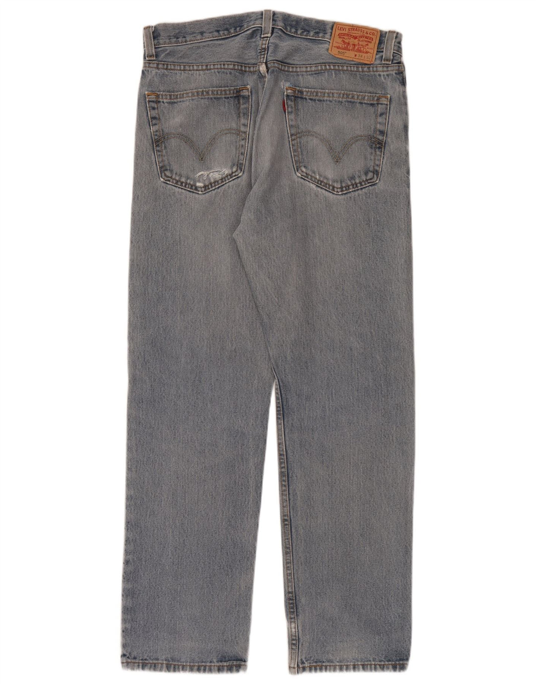 Levi's Masculino 505 Distressed Straight Jeans W34 L32 Azul Algodão