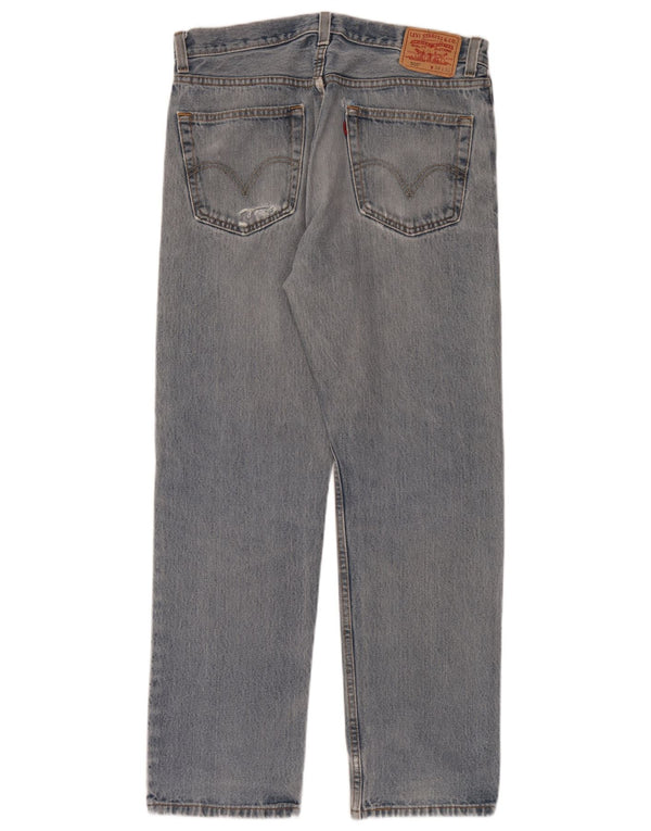 Levi's Masculino 505 Distressed Straight Jeans W34 L32 Azul Algodão