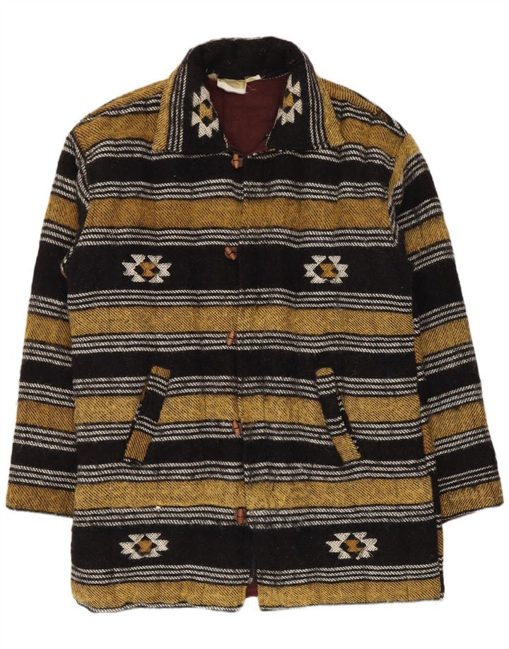 Casaco Duffle Masculino Vintage UK 40 Grande Lã Geométrica Multicolorida