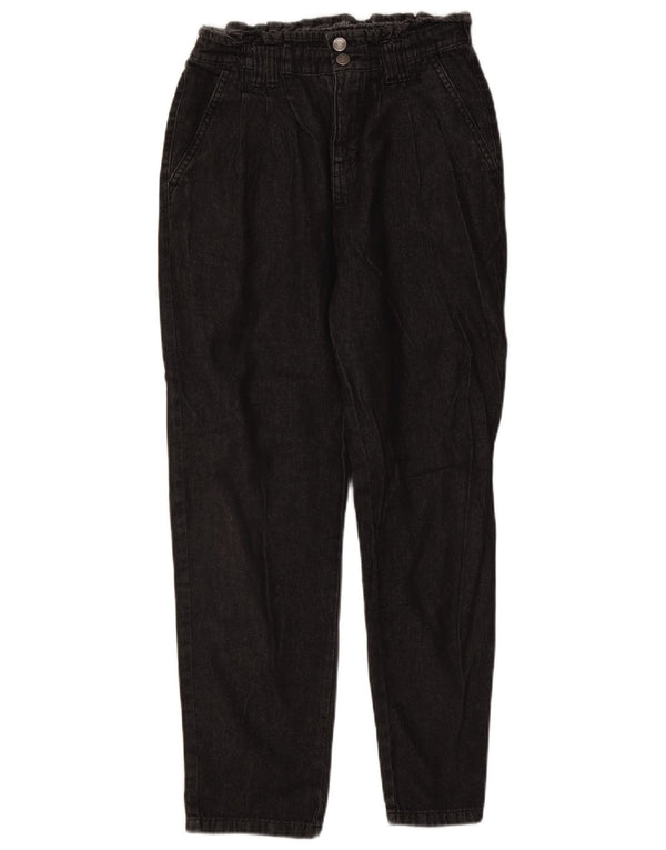 Benetton Meninas Jeans Cônicos De Cintura Alta 13-14 Anos 3XL W28 L27 Preto