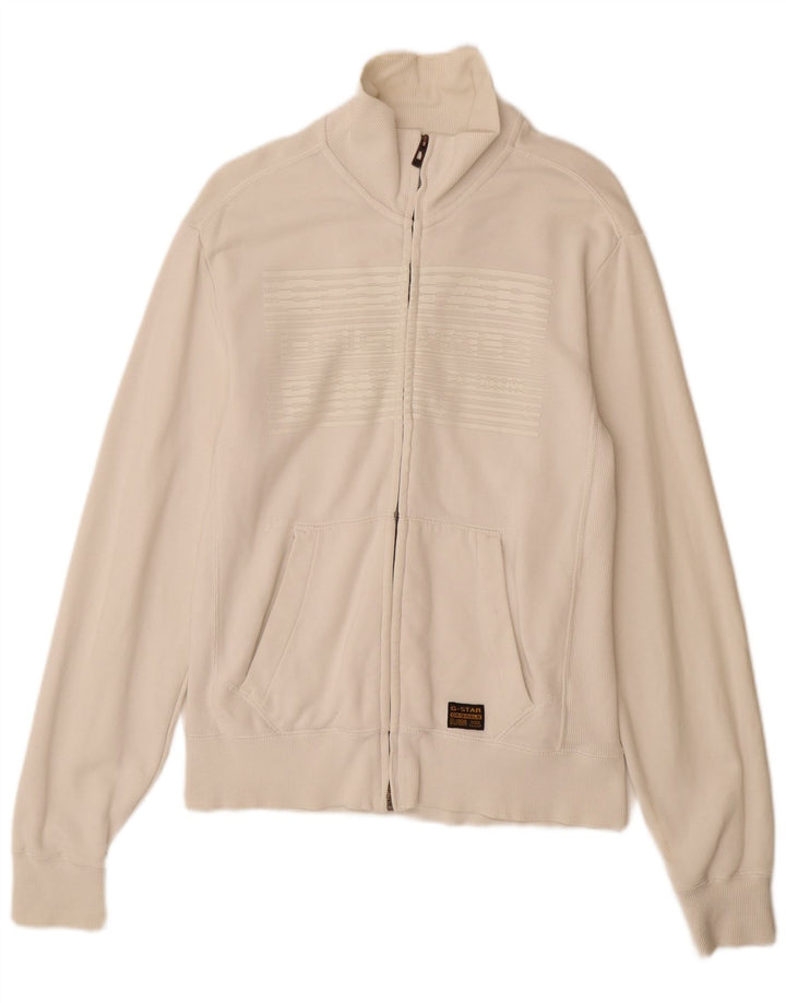 Jaqueta masculina de agasalho G-STAR de algodão branco médio