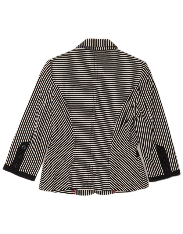 Jaqueta blazer feminina Jasper Conran manga 3/4 Reino Unido 10 listras pretas pequenas