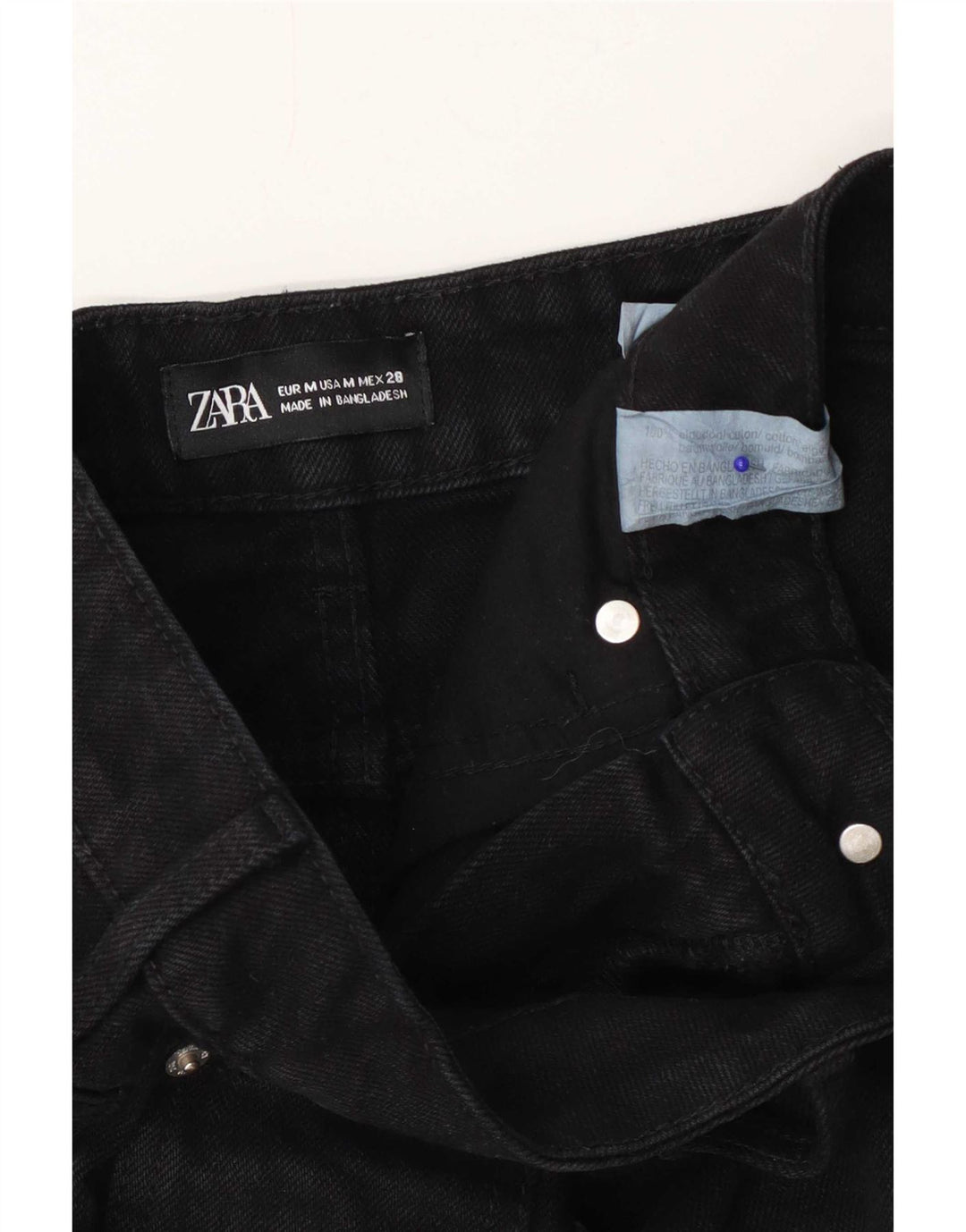 Mini saia jeans feminina Zara médio W28 algodão preto