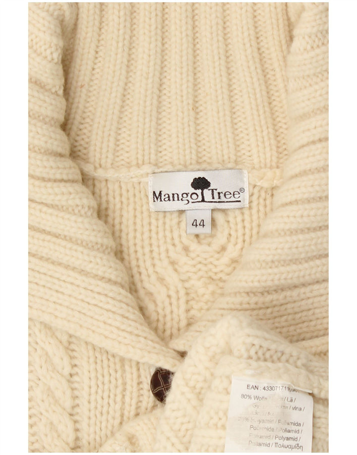 Suéter cardigã feminino vintage IT 44 médio off white lã