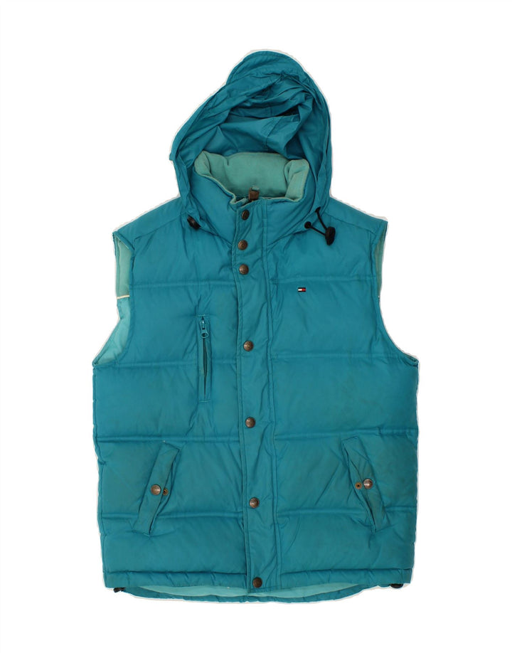TOMMY HILFIGER Womens Hooded Padded Gilet US 12 Large Blue Nylon Vintage Tommy Hilfiger and Second-Hand Tommy Hilfiger from Messina Hembry 