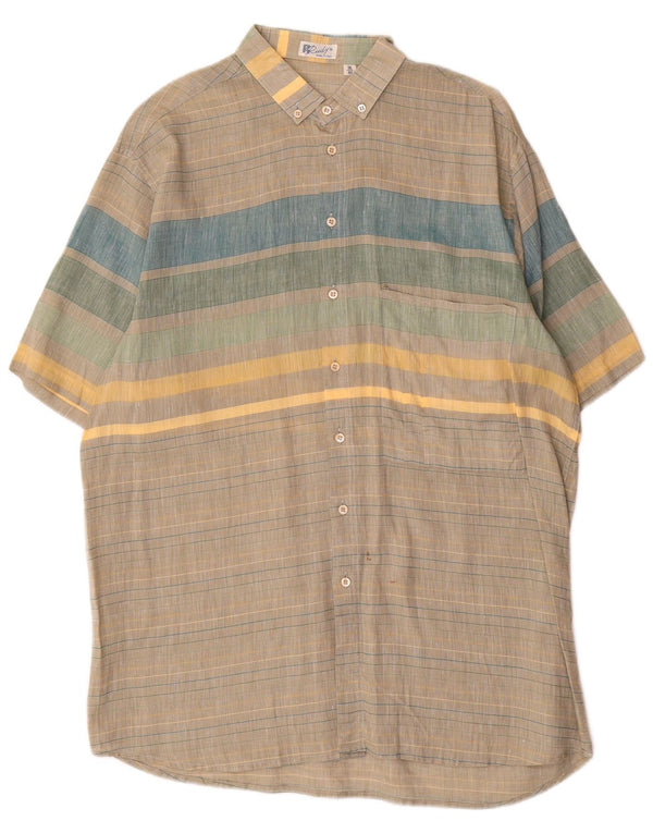 Camisa masculina vintage de manga curta tamanho 41 16 grande listrada multicolorida
