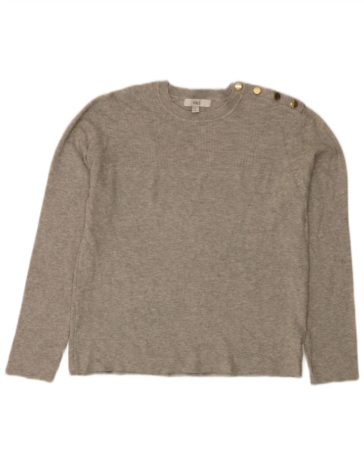 Top feminino Marks & Spencer manga comprida UK 12 viscose cinza médio