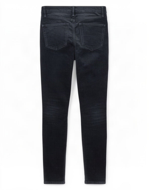 Calça feminina de veludo cotelê cintura alta Gap W28 L30 azul marinho algodão