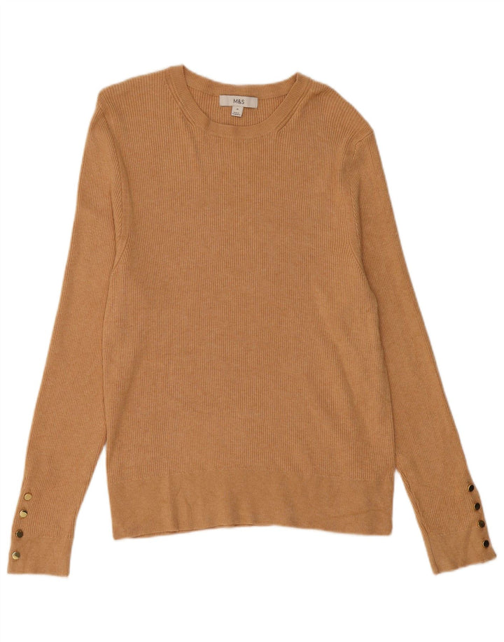 Suéter feminino MARKS & SPENCER com gola canoa Reino Unido 18 XL bege viscose