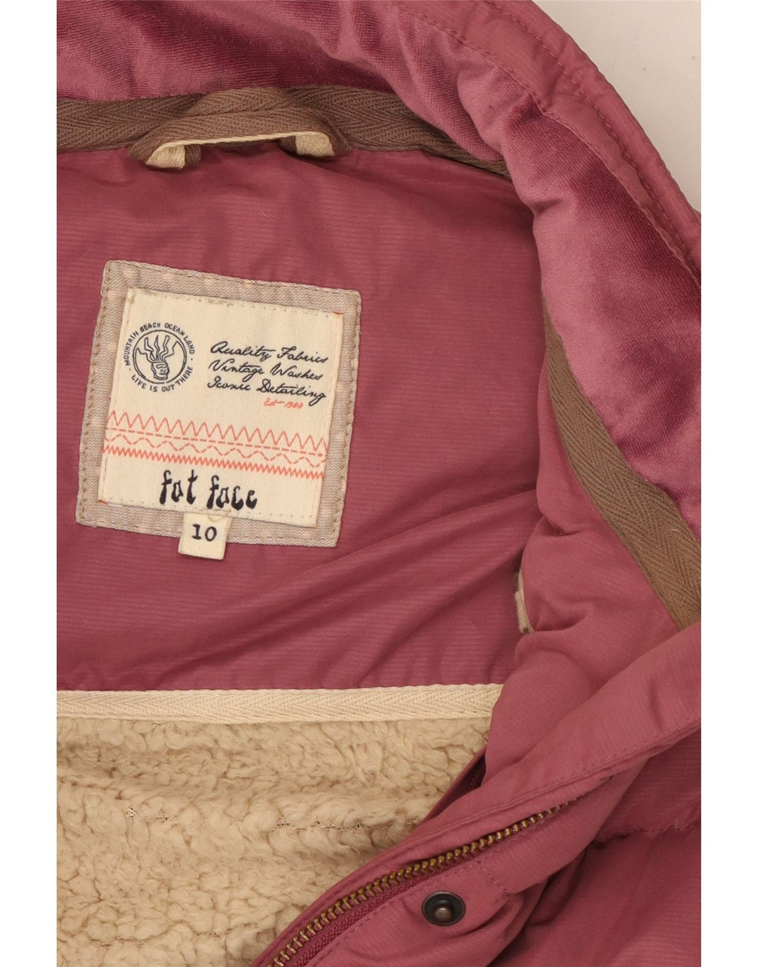 Fat Face Womens Sherpa Oversized acolchoado Gilet UK 10 poliéster rosa pequeno