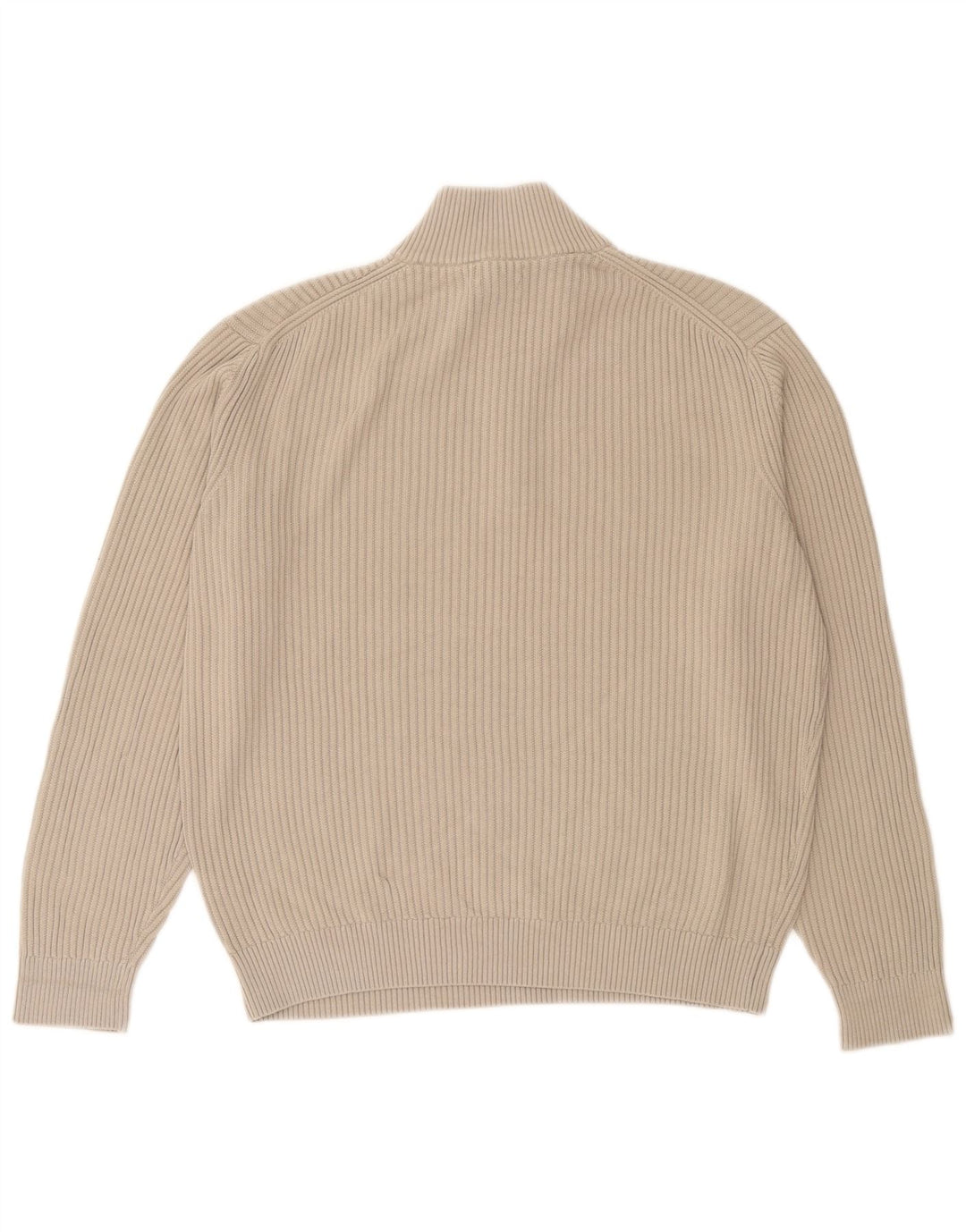 Suéter masculino Massimo Dutti com zíper e gola alta de algodão bege médio