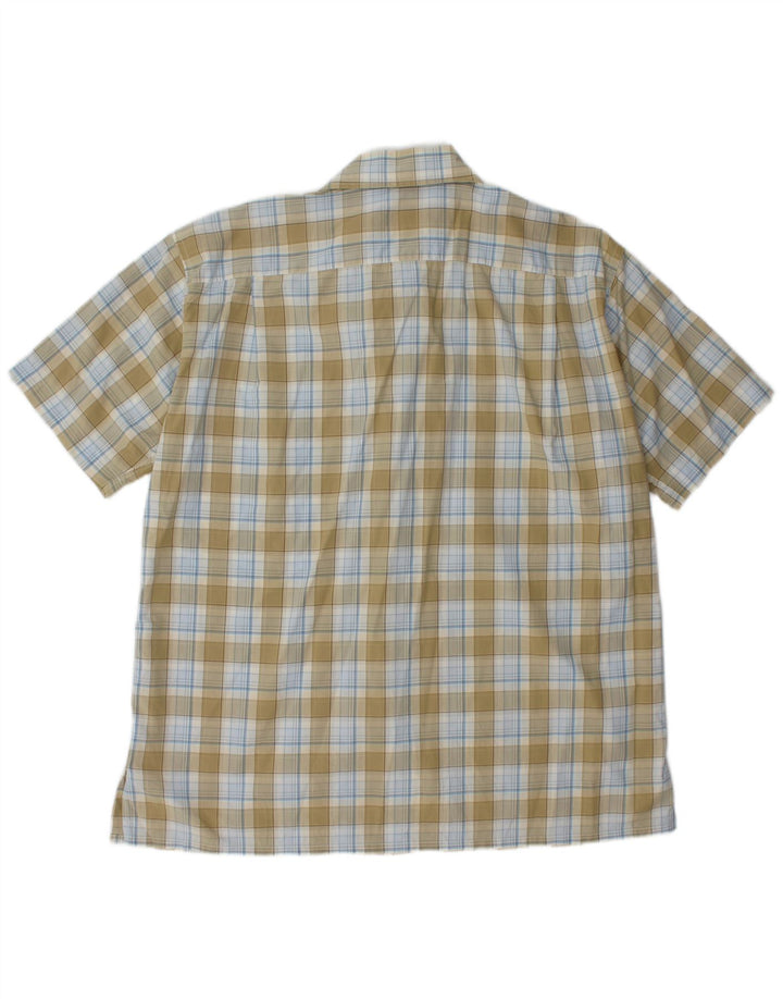 Camisa masculina de manga curta LACOSTE tamanho 46 2XL cáqui xadrez