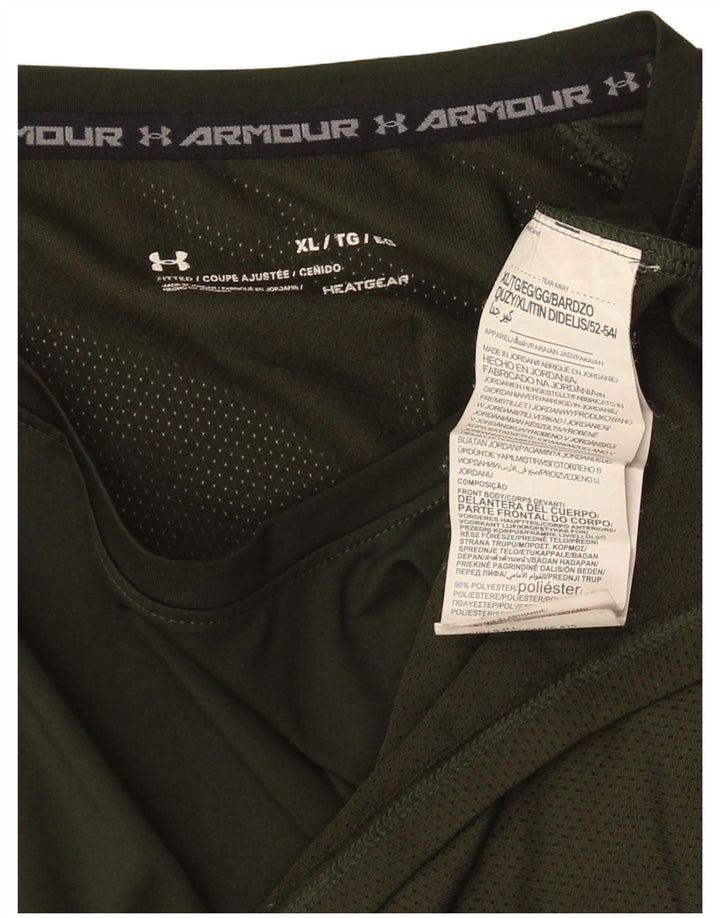 Under Armour Camiseta masculina justa XL poliéster listrado verde