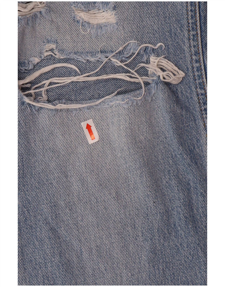 Zara Jeans feminino angustiado cônico EU 36 XS W26 L27 azul algodão grunge