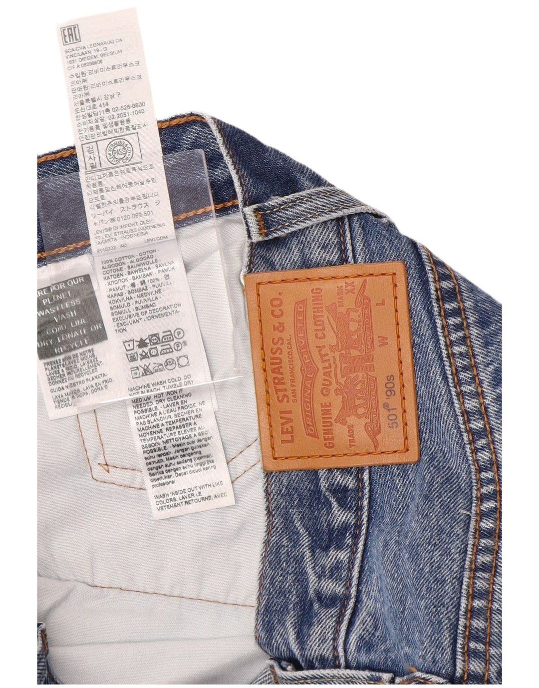Calça jeans feminina Levi's 501 Straight W26 L30 azul algodão anos 90