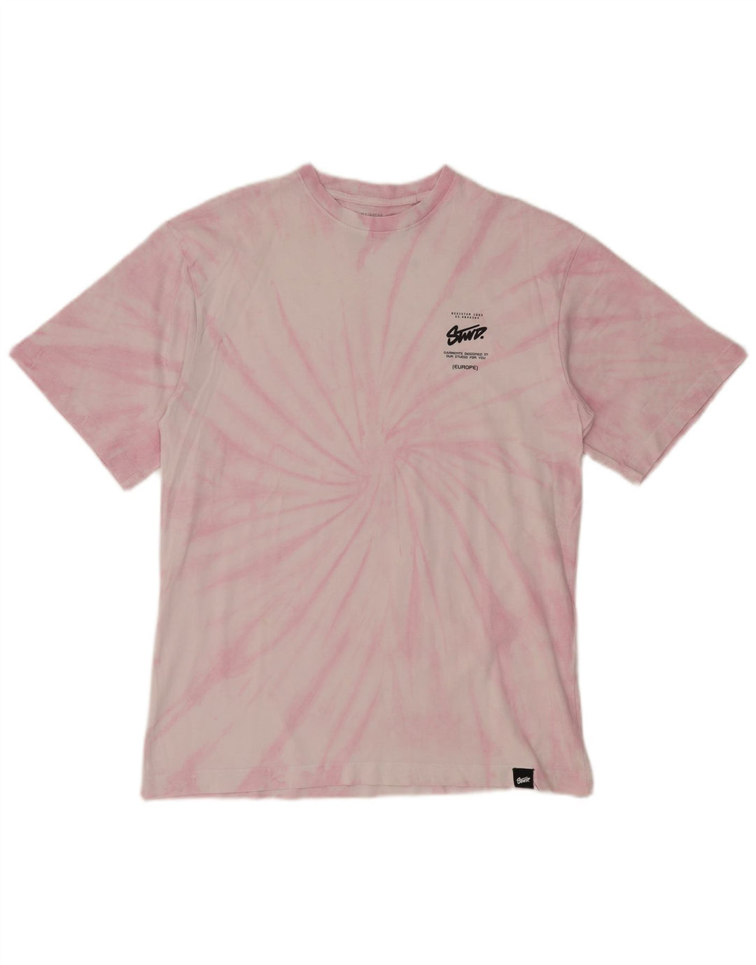 Camiseta masculina com estampa gráfica PULL & BEAR pequeno algodão tie-dye rosa