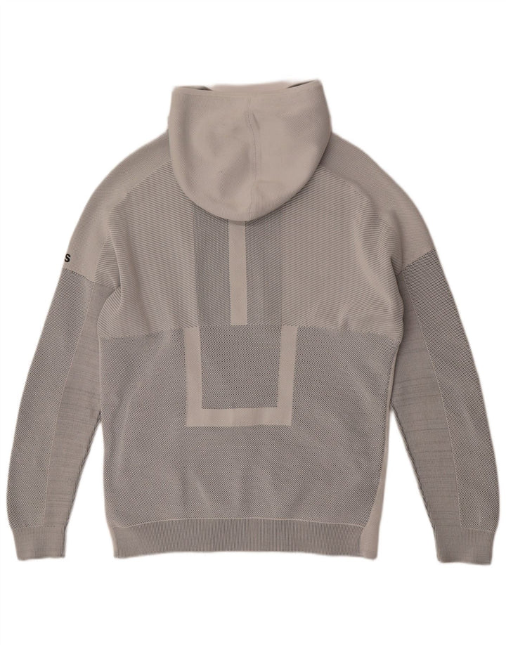 ADIDAS Mens Zip Hoodie Sweater Médio Cinza Riscas
