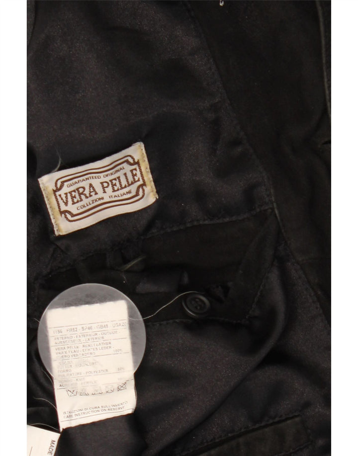 Jaqueta bomber masculina vintage de camurça Reino Unido 40 grande couro preto
