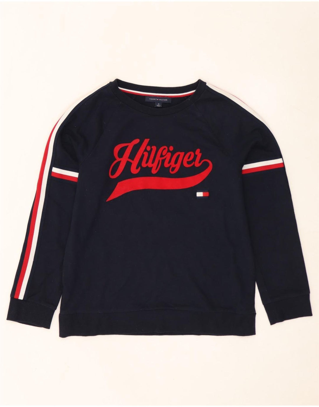 Tommy Hilfiger moletom gráfico feminino jumper UK 14 médio azul marinho