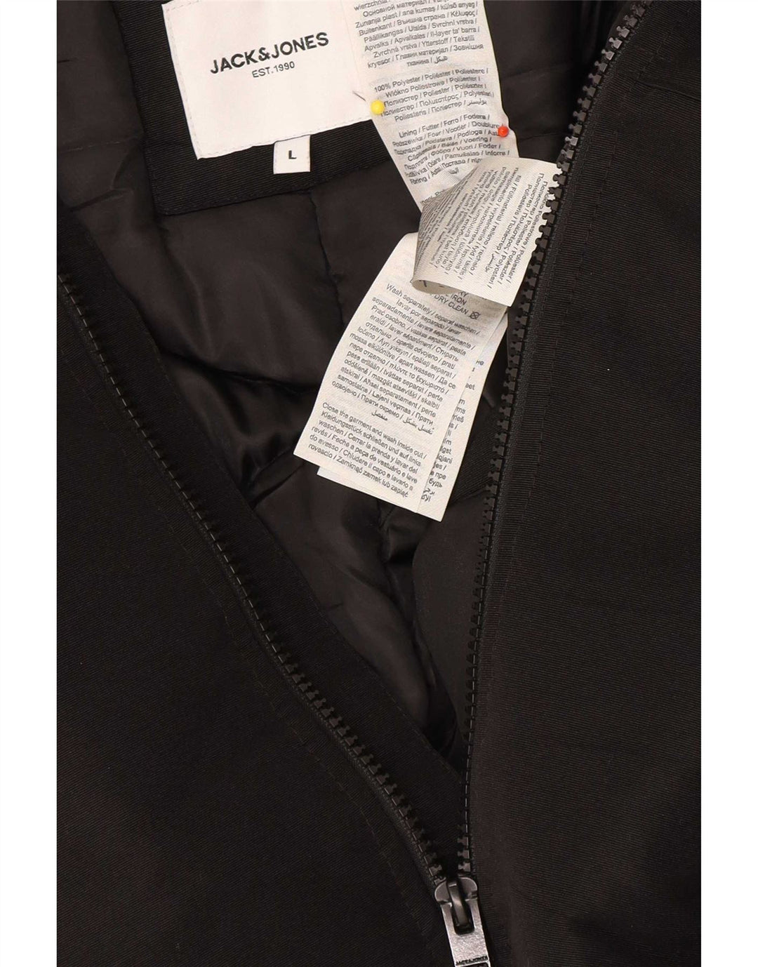 Jaqueta Parka masculina com capuz Jack & Jones Reino Unido 40 grande poliéster preto