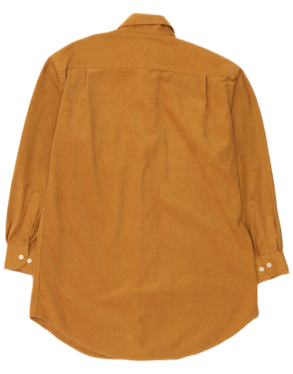Camisa masculina vintage pequena poliéster bege