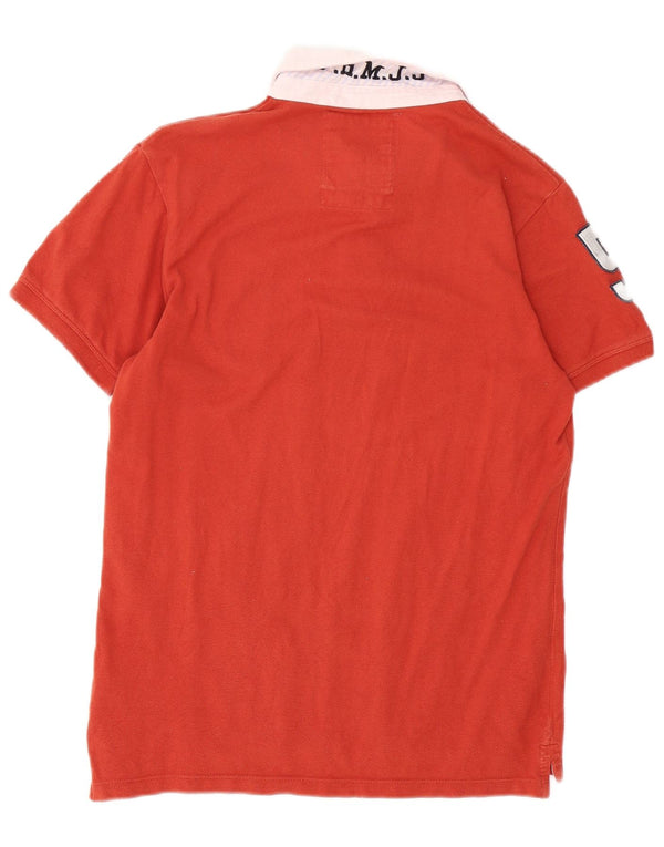 Camisa polo masculina de rugby gráfica Jack & Jones médio laranja colorblock algodão