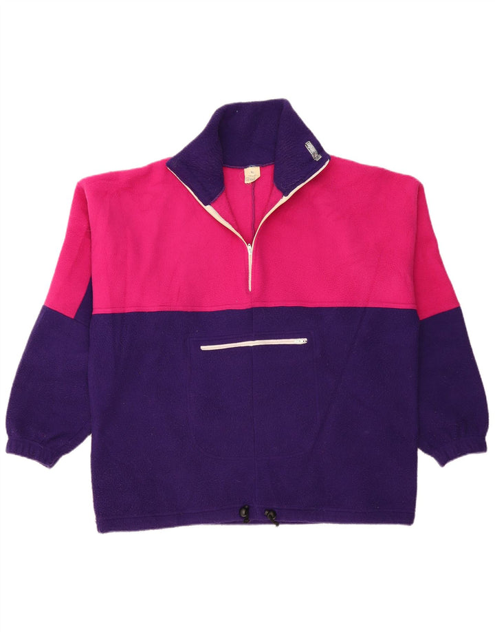 ALEXANDER Suéter masculino de lã com gola e zíper XL roxo colorblock poliéster