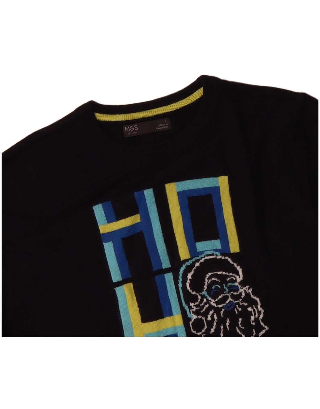 Suéter masculino MARKS & SPENCER com gola redonda grande azul marinho