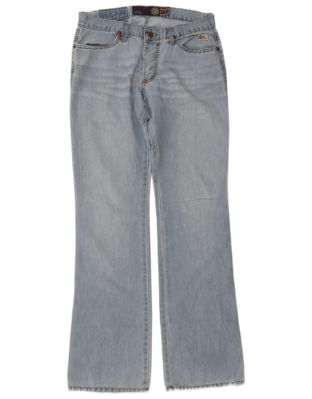 Calça jeans feminina Roy Rogers Seven Bell Bootcut IT 46 grande W32 L34 azul algodão