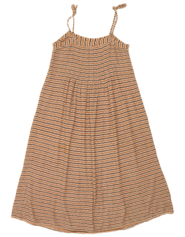 Vestido feminino vintage de malha deslizante UK 12 médio listrado multicolorido