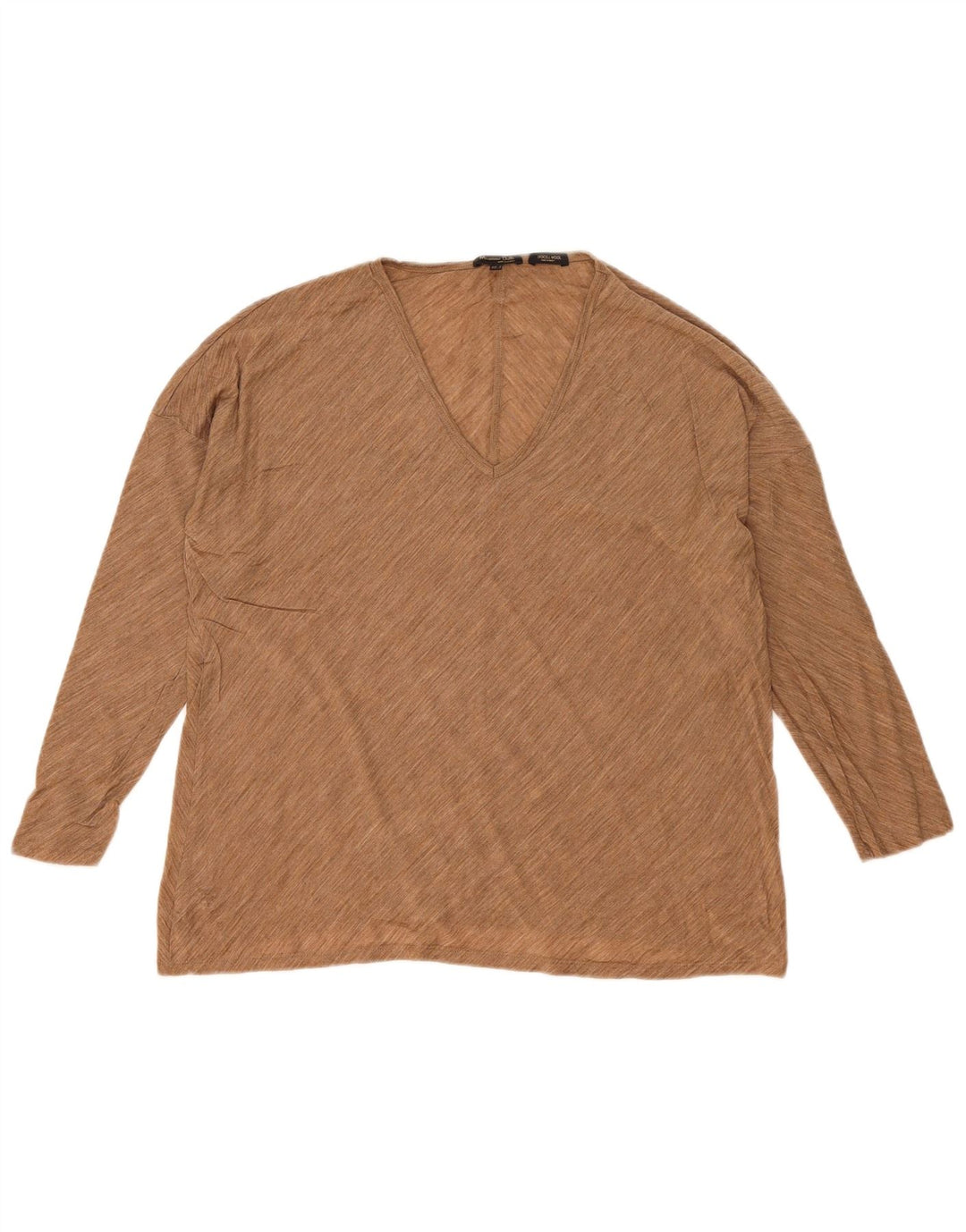 Massimo Dutti Top feminino oversized manga comprida Reino Unido 10 pequeno bege manchado