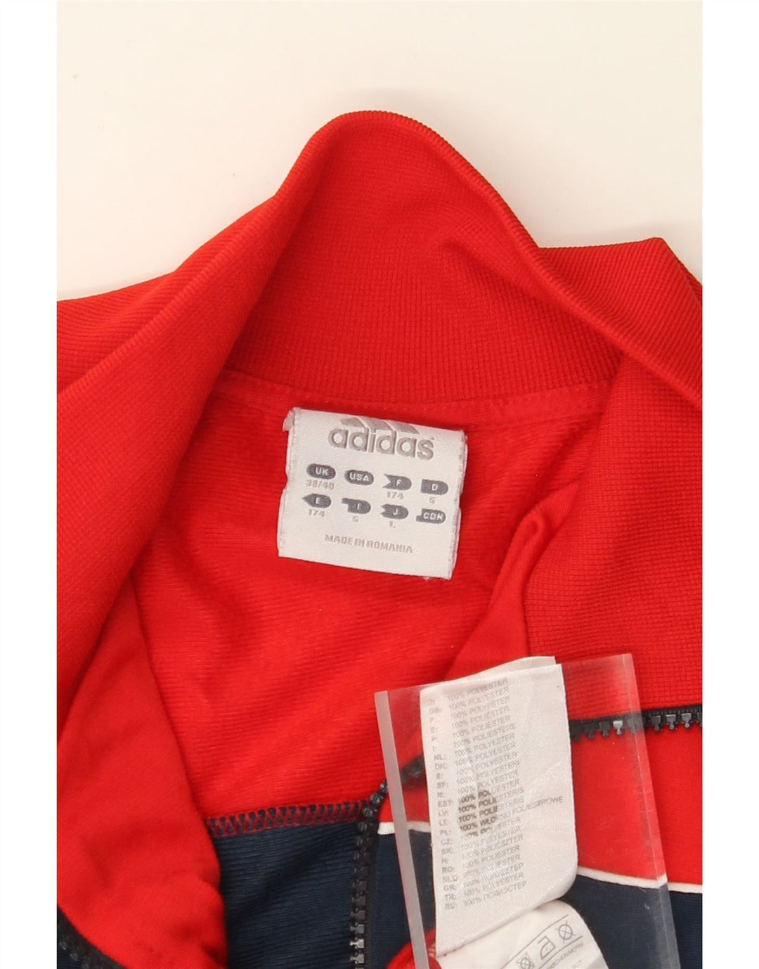ADIDAS Mens Tracksuit Top Jacket UK 38/40 Médio Vermelho Colourblock Poliéster