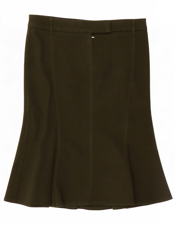 Saia trompete feminina Trussardi IT 42 médio W30 algodão cáqui