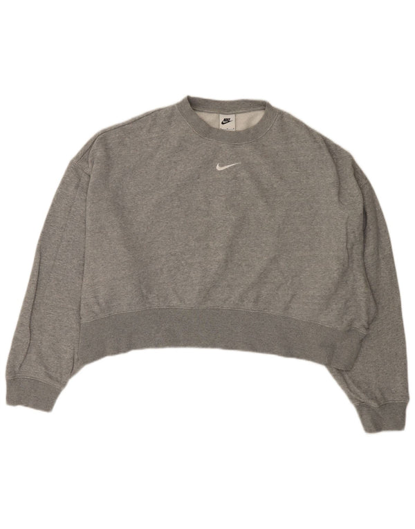 NIKE feminino oversized crop moletom jumper UK 14 médio cinza algodão
