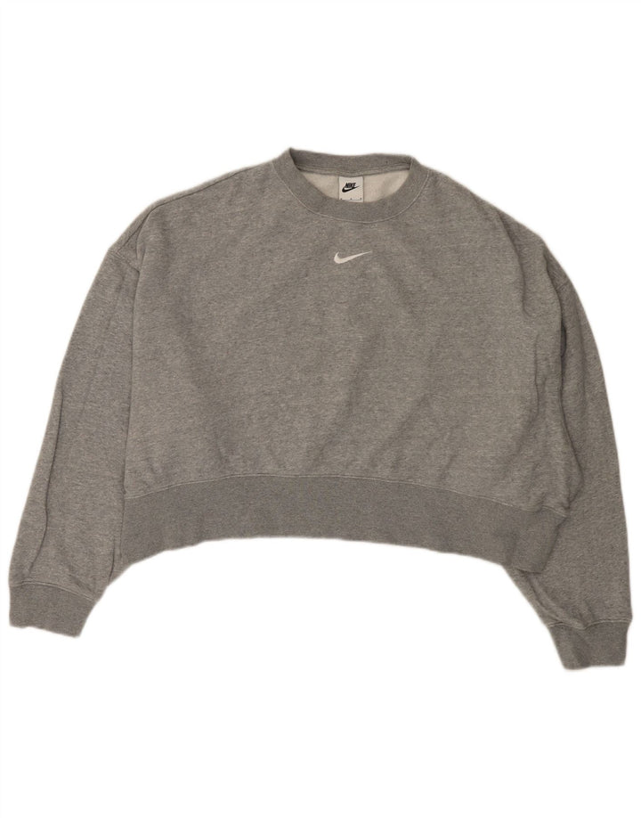 NIKE feminino oversized crop moletom jumper UK 14 médio cinza algodão