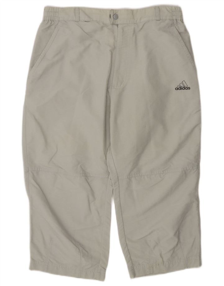 Adidas Mens Capri Calças W32 L19 Cinza Poliéster