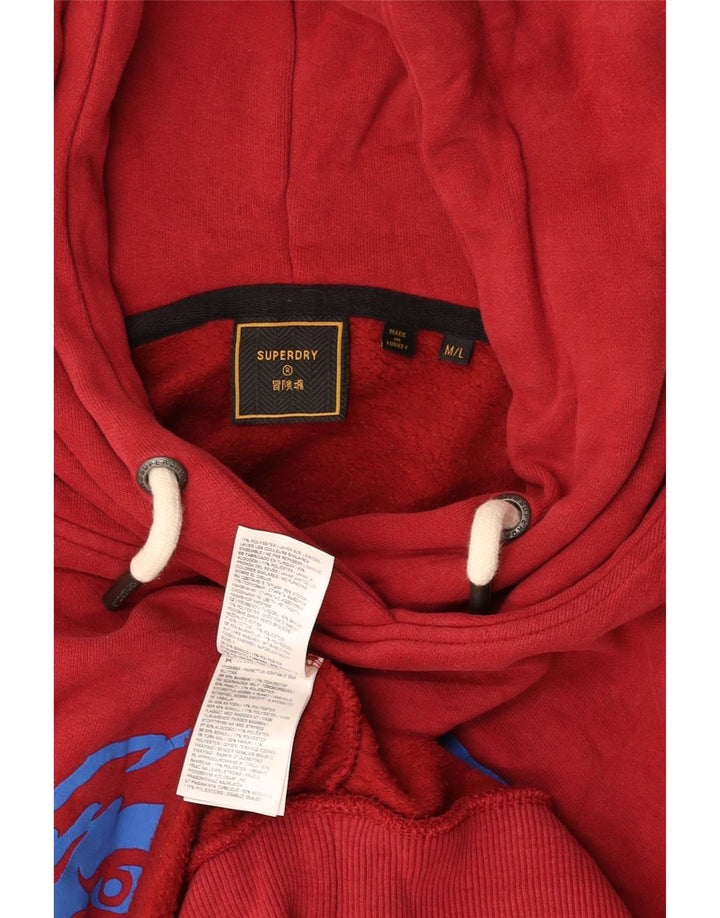 SUPERDRY moletom com capuz masculino gráfico médio algodão Borgonha